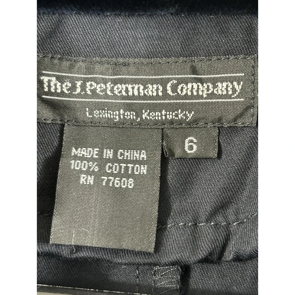 J Peterman Company Dress Womens 6 Navy Blue Velvet Collar Cuffs Long Midi A-Line